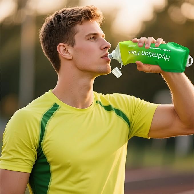 500ml Soft Flask Soft Water Bottle for Running, Hiking, Travelling, Cycling and Climbing - TPU Material - Gradient Green