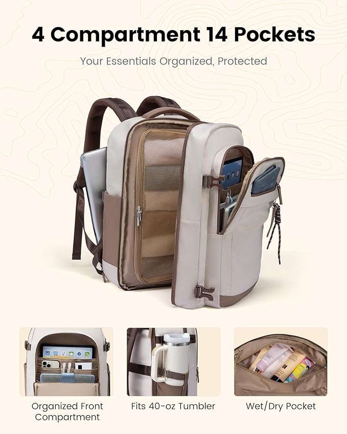 LOVEVOOK 50L Travel Backpack for Women, Airline Approved Carry On Luggage, TSA Personal Item Bag fits 17 Inch Laptop, Weekender Overnight Suitcase for Work
