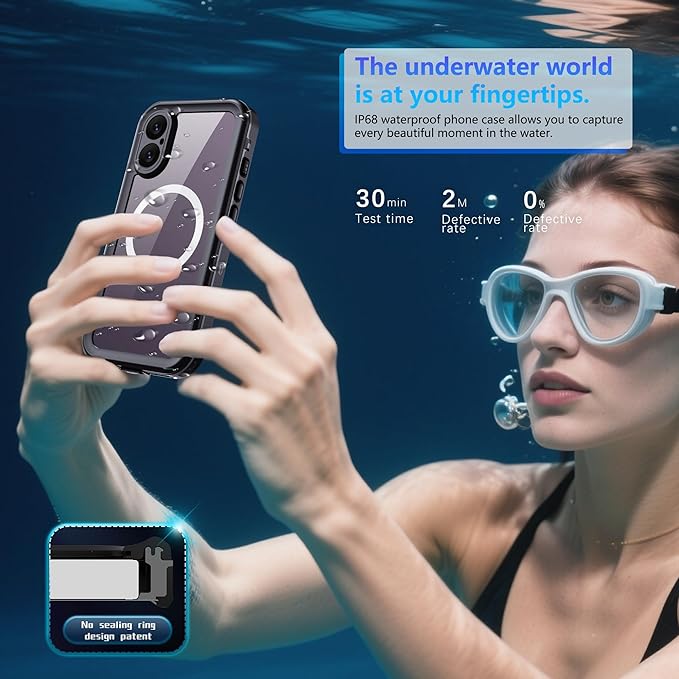 Waterproof Case for iPhone 17 Pro – IP68 Submersible Shield with Built-in Screen Protector, Shockproof Military-Grade Armor, Full-Body Heavy-Duty Protection, (Black)