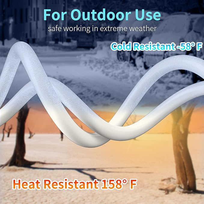 16/3 15 Ft 3 Outlet Extension Cord Outdoor Waterproof, White Extension Cords with Multiple Outlets, 3 Prong with Multi Outlet Outside 13A 1625W 16AWG, ETL Listed
