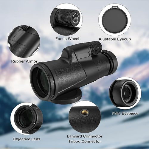 12x42 Monocular Telescope for Adults, High Powered HD Compact Monoculars Portable Handheld Telescope with BAK4 Prism & FMC Lens for Bird Watching Hiking Hunting Camping