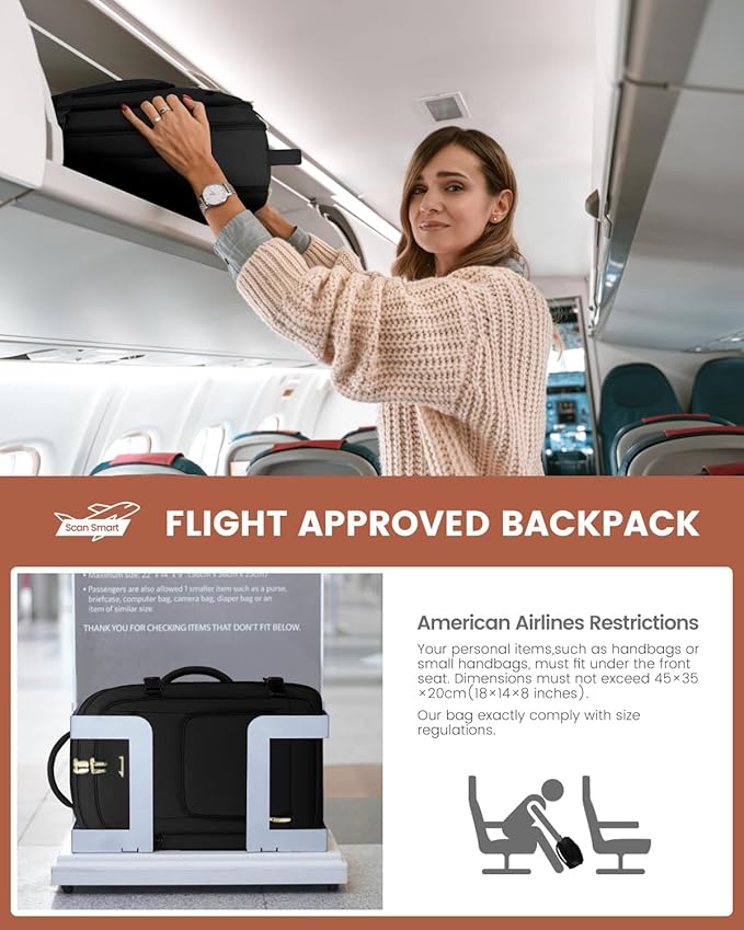 LOVEVOOK Carry On Travel Backpack For Women Flight Approved, 40L Personal Item Backpack Flight Approved, TSA Travel Bag Fit 17 Inch Laptop, Business Weekender Overnight Waterproof Daypack with 2 Cubes