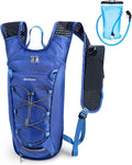 Blue Quartz Hydration Backpack with 2L Water Bladder, Hiking Water Backpack for Women Men, Lightweight Cycling Daypack with Phone Pocket & Helmet Net Bag, Hydration Pack for Biking, Running, Skiing