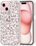 MOSNOVO Case for iPhone 15, [Buffertech 6.6ft Military-Grade Drop Protection] [Anti Peel Off Tech] Clear TPU Bumper Phone Case Cover Design - Doodle Dog