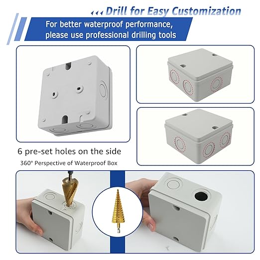 NineLeaf Junction Box, Waterproof Electrical Box IP66 Water Resistant Dustproof ABS Plastic Project Enclosure for Electronics, External Size 4.2 x 4.2 x 2.3 inch (107 x 107 x 58 mm),10PK
