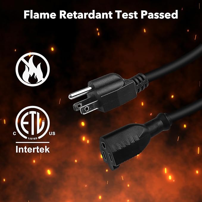 BN-LINK 6ft Indoor Outdoor Extension Cord 16/3 SJTW, 3 Pack, Black, 3-Prong, Weather Resistant & Flame Retardant, for Indoor, Garden, Landscaping & Holiday Decorations