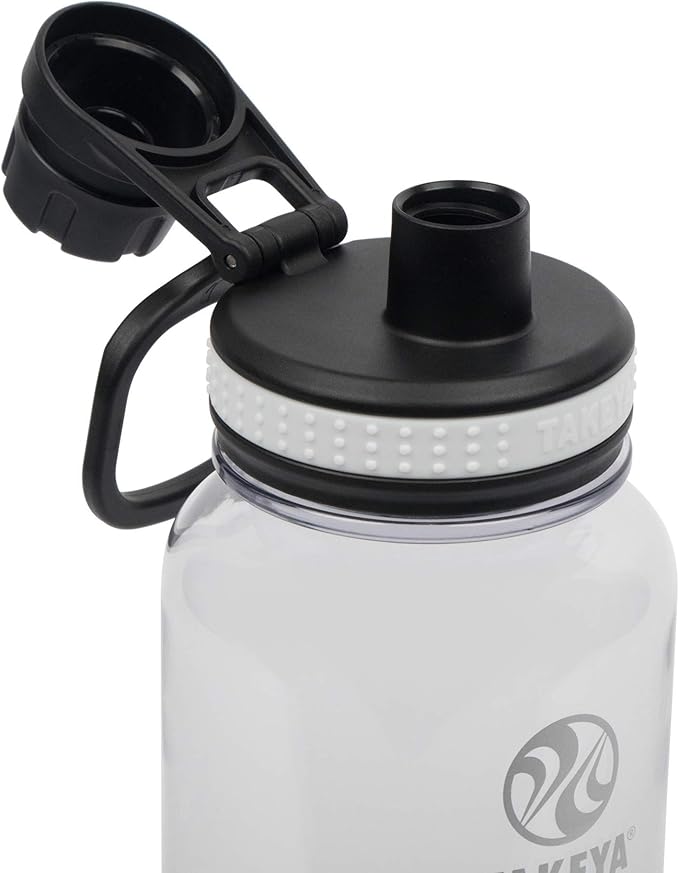 Takeya Tritan Water Bottle with Spout Lid - Durable Dishwasher-Simple, Modern & Reusable Water Bottle with Leak-Proof Lid - 40 oz, Clear (Pack of 4)