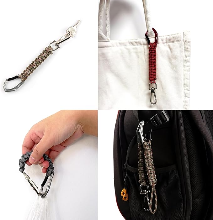 HERCULES Paracord Keychain Set – 2 Pack Lanyard Rope with Aluminum Clip, Durable Paracord Wrist Strap for Outdoor Activities, Black