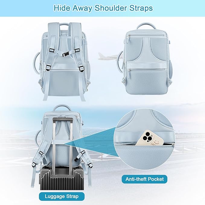 Sinaliy Large Expandable Travel Backpack for Men and Women, 17 Inch Laptop, Waterproof, Casual, College, Business, Hiking, Camping