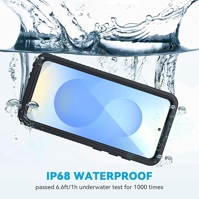 Lanhiem for Samsung Galaxy S25 Phone Case, IP68 Waterproof Dustproof, Built-in Screen Protector, Rugged Full Body Shockproof Protective Cover for Galaxy S25, Black