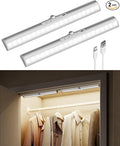 EZVALO 13-inch Motion Sensor Closet Lights, 2 Pack Rechargeable LED Lights with Rotatable Sensor, Glare-Free, 3 Color Temps & Dimmable, Magnetic Cabinet Lighting for Closet, Pantry, Stairs