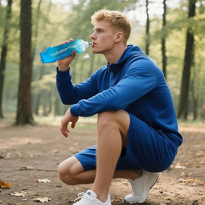 500ml Soft Flask Soft Water Bottle for Running, Hiking, Travelling, Cycling and Climbing, TPU Material, BPF-Free - Blue