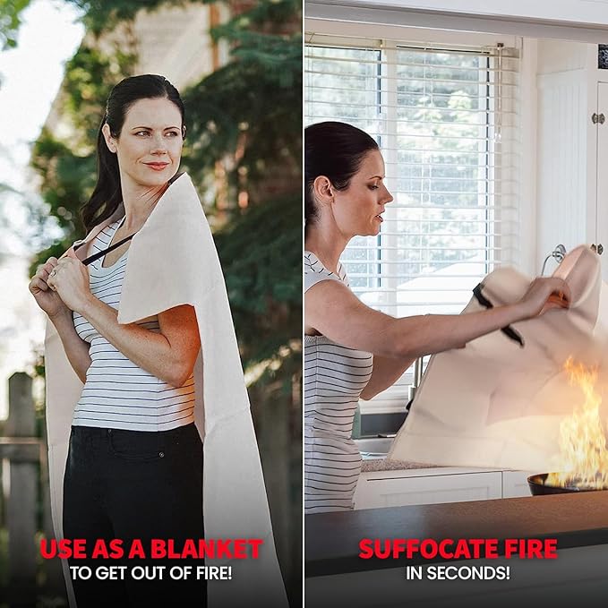 Prepared Hero Emergency Fire Blanket XL - 1 Pack - Fire Suppression for Kitchen, 47" x 71" Fiberglass Fire Blanket for Home