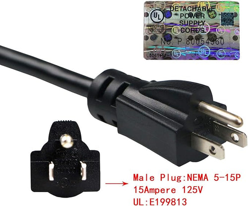 10Feet Outdoor Extension Cord,105℃ Temperature Resistant 15Amp Big Plug Anti-Load 14AWG 3 Prong Heavy Duty Tools Equipment Power Extension Cord (3.1Meters,Black)