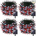OZS 4 Pack 320LED Solar Christmas String Lights Outdoor, Waterproof 8 Modes Solar Tree Light, Green Wire Christmas Lights Outdoor for Garden, Party, Wedding, Christmas Decorations (Red&Cool White)