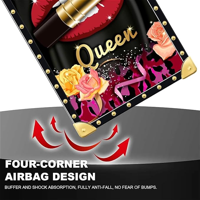 Compatible with iPhone 15 Pro Case, Queen Lip Crown Leopard Print Luxury Golden Decoration for Girl Women Soft TPU Shockproof Protective Hard PC Back for iPhone 15 Pro