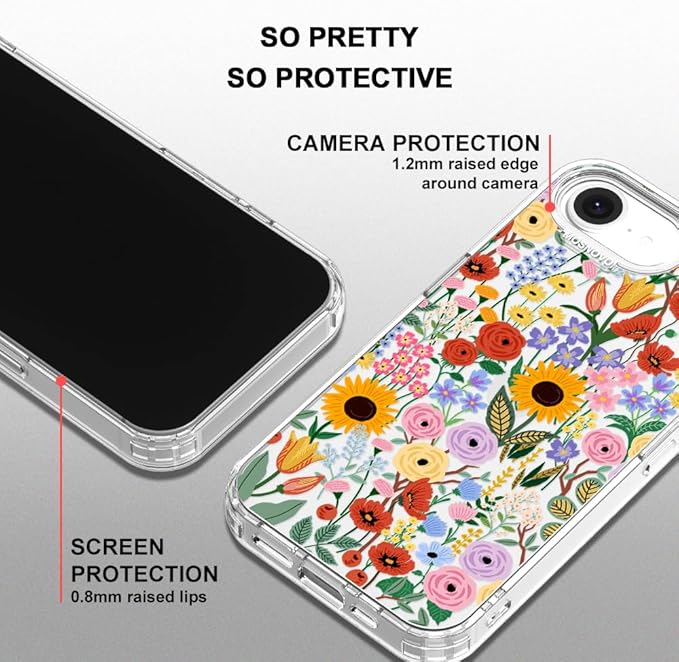 MOSNOVO for iPhone 17e Case/iPhone 16e Case, Shockproof Military-Grade Protection 6.6ft Drop Tested, Clear Phone Case for iPhone 16e / iPhone 17e, Blossom & Bloom Design