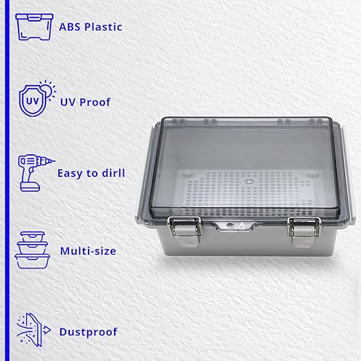 MAKERELE ABS Plastic Small Outdoor Waterproof Box Clear Hinged Shell Outdoor Universal Project Enclosure with Transparent Cover 5.9×3.9×2.8 inch(150×100×70mm)