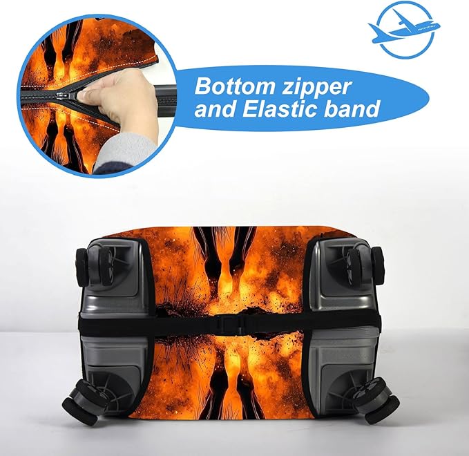 Luggage Cover Protector for 30-32 Inch Suitcases, TSA Approved Elastic Travel Suitcase Covers, Anti-Scratch Washable Luggage Sleeve for Carry On & Checked Bags, Man Riding Horse