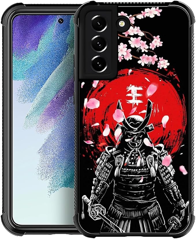 for Samsung Galaxy S21 Case, Sakura Japanese Samurai Pattern Graphic Design Girl Boy Soft Silicone Hard Acrylic Shock Protection for Samsung Galaxy S21