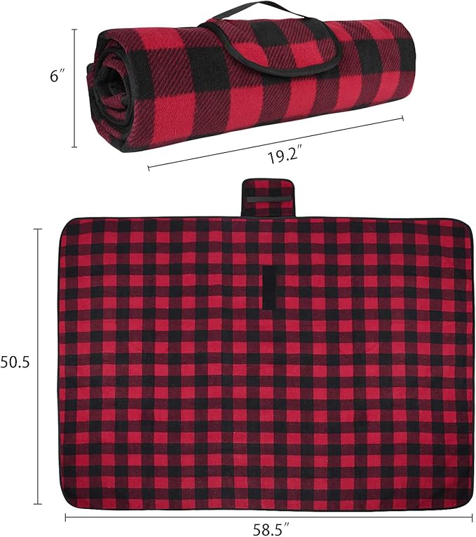 Tirrinia Large Waterproof Outdoor Blanket, Soft Warm Windproof Stadium Blanket with Sherpa Fleece and Foldable for Outdoor Sport, Baseball, Football, Beach, Concerts, Car
