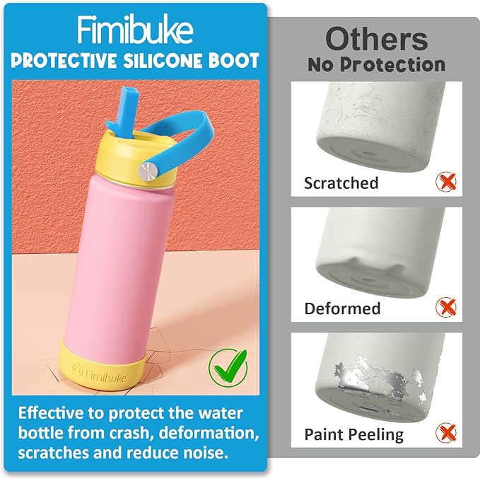 Fimibuke Kids Insulated Water Bottle, 18oz BPA FREE 18/8 Stainless Steel Kids Cup with Straw Travel Tumbler Double Wall Vacuum Leak Proof Toddler Water Bottle for School Boys Girls(1 Pack, Amethyst)