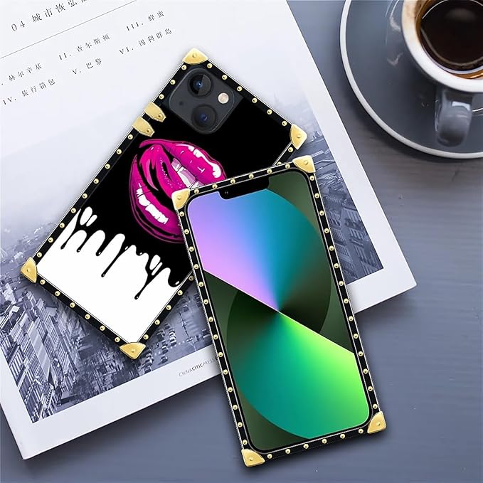 Compatible with iPhone 13 Case, Black White Red Slap Sexy Luxury Golden Decoration for Girl Women Soft TPU Shockproof Protective Hard PC Back for iPhone 13
