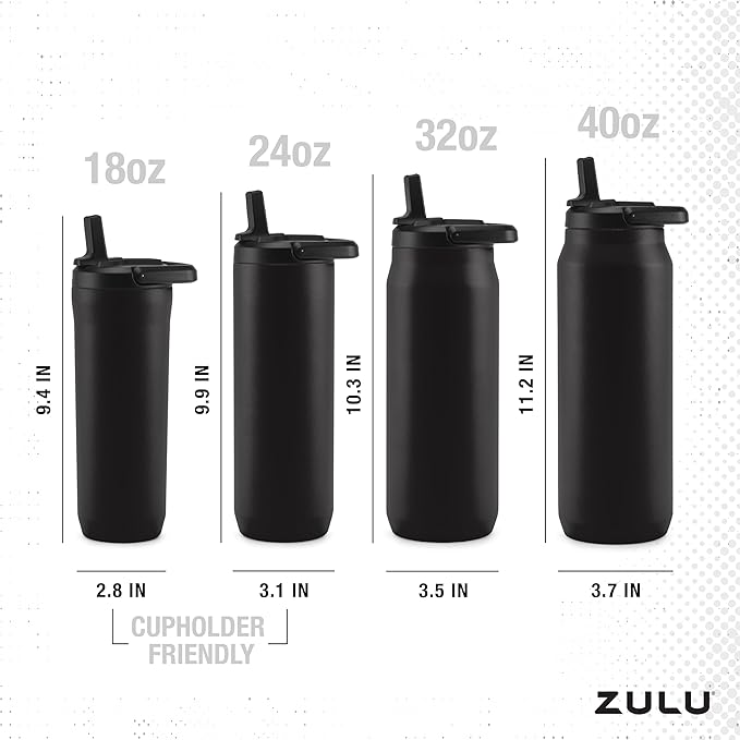 ZULU Base 18oz Kids Stainless Steel Water Bottle with 3 Lids- Straw, Chug, Twist | Double Walled and Vacuum Insulated Metal Thermos | Fits Car Cupholder, Built in Carry Loop, Dishwasher Safe, Pink