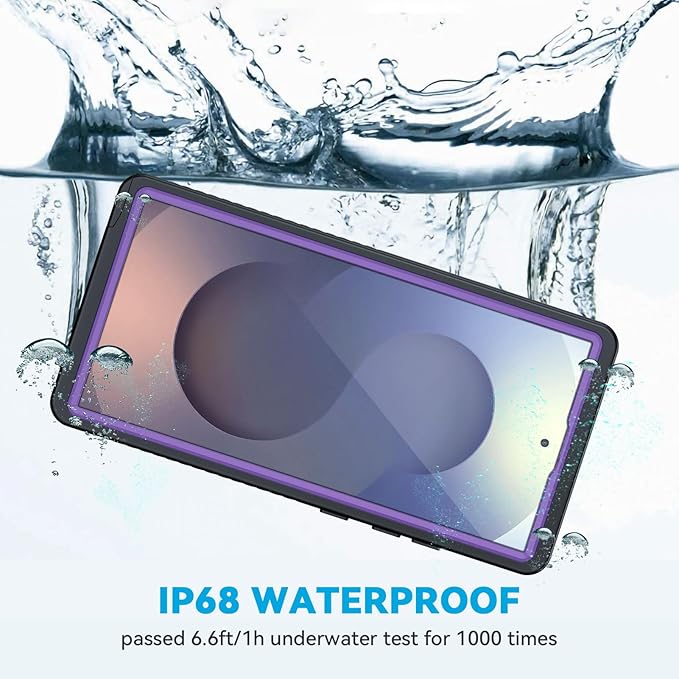 Lanhiem for Samsung Galaxy S25 Ultra Case, IP68 Waterproof Dustproof, Built-in Screen Protector, Rugged Full Body Shockproof Protective Cover for Galaxy S25 Ultra 5G 6.9 Inch, Purple