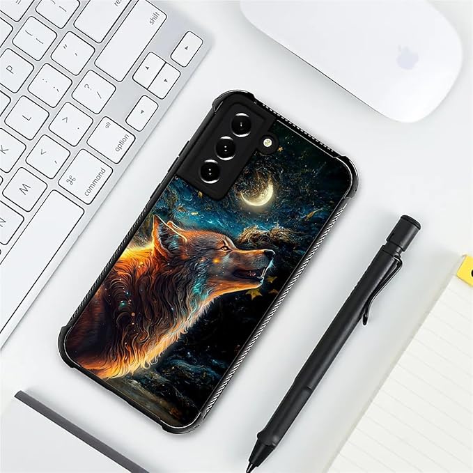 for Samsung Galaxy S21 Plus Case, Star Cave Hungry Wolf Pattern Graphic Design Girl Boy Soft Silicone Hard Acrylic Shock Protection for Samsung Galaxy S21 Plus