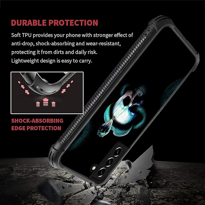 for Samsung Galaxy S22 Plus Case, Skeleton Winding Snake Pattern Graphic Design Girl Boy Soft Silicone Hard Acrylic Shock Protection for Samsung Galaxy S22 Plus