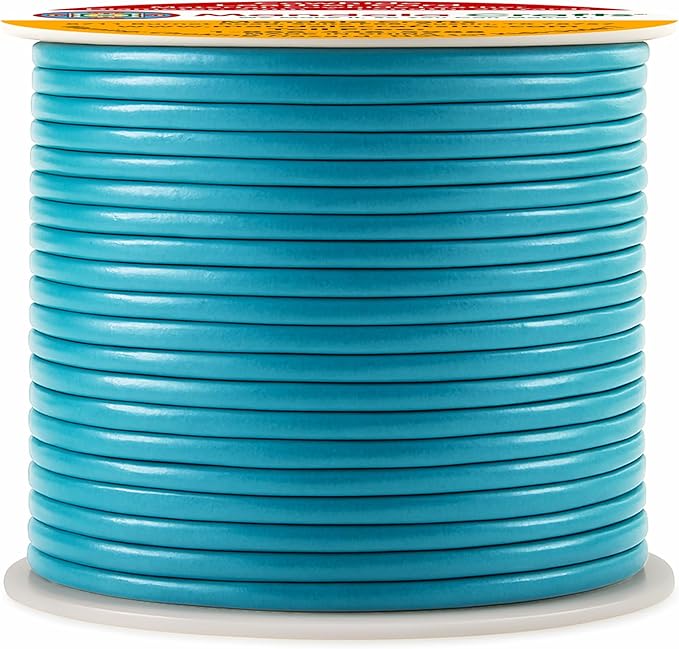 Mandala Crafts Round Genuine Teal Leather Cord for Jewelry Making – 2mm Cowhide Leather Rope String Lace for Kumihimo – 20 Yards Cowhide Craft Cording Spool