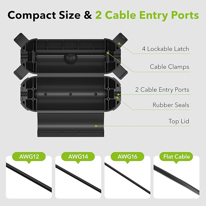 [3 Pack] Outdoor Extension Cord Cover Waterproof, BN-LINK Outdoor Plug Protector, Electrical Connection Box for Holiday String Lights & Tools, Black