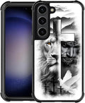 for Samsung Galaxy S23 Case, Lion Cross Jesus Christ Dove Pattern Graphic Design Girl Boy Soft Silicone Hard Acrylic Shock Protection for Samsung Galaxy S23