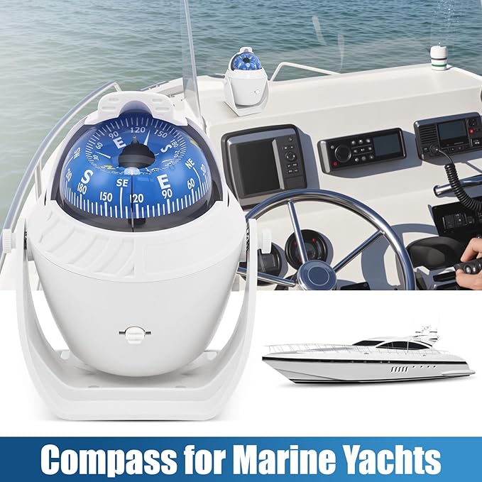 Sea Marine Compass with Mount Compasses Ball Waterproof for Boat Caravan White Sea Marine Compass with Mount for Boat Caravan Truck Car Navigation Compass Boat Sea Marine