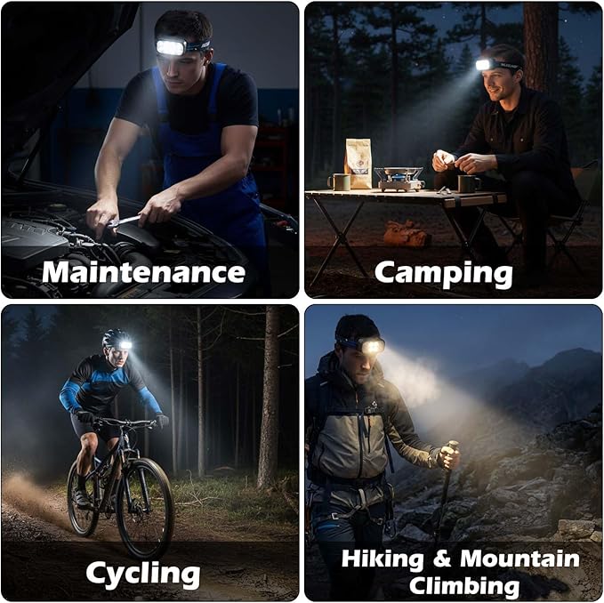 Headlamp Rechargeable 2 Pack, Super Bright LED Head Lamp, 1500 Lumen, 12 Modes, Motion Sensor, Waterproof Head Lights for Forehead for Camping, Running, Fishing, Climbing