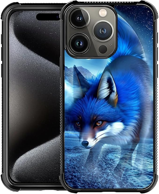 for iPhone 16 Pro Max Case, Snowy Mountain Fox Lake Pattern Graphic Design Girl Boy Soft Silicone Hard Acrylic Shock Protection for iPhone 16 Pro Max