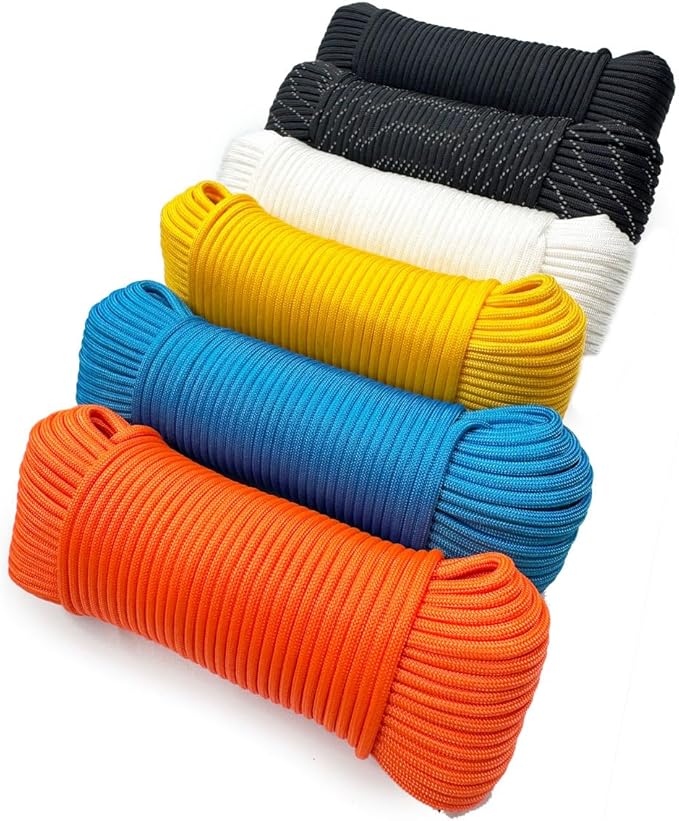 High Tensile Paracord Type III Parachute Cord Reflective Paracord Rope Tactical Paracord for Camping, Survival, Gear Repair & DIY (Orange, 98 Ft)