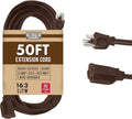 Brown Outdoor Extension Cord 50 ft, 16/3 Heavy Duty Cable with 3 Prong Grounded Plug, 13 AMP for Garden, Lawn, Landscaping, Tools & Appliances, 50 ft Extension Cord 3 Prong