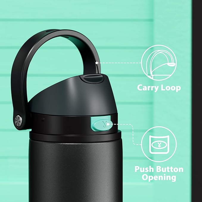 24 oz Insulated Water Bottle for Sports: Meoky Stainless Steel Water Bottle with 2-in-1 Straw and Spout Lid - Leak Proof, Cold for 24 Hours, Fits in Car Cup Holder, BPA-Free for Travel Gym, Foggy Tide