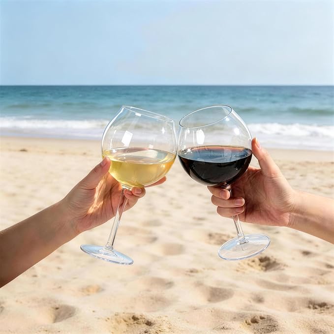 Goodluck Floating Pool Wine Glasses Set of 2,18oz Tritan Shatterproof Stemware Clear Plastic Wine Glasses with Sunflower Lids, Modern Drinkware for Hot Tub, Beach & Outdoors
