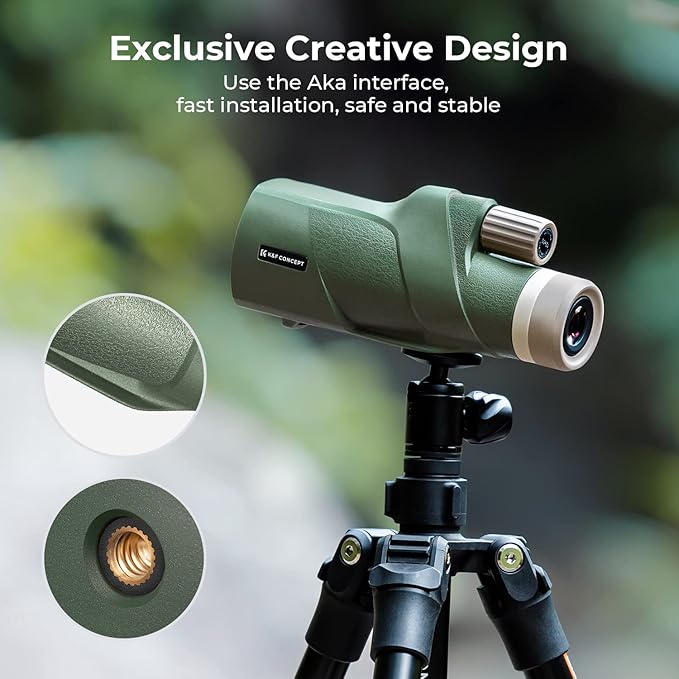 K&F Concept® 12X50 Monocular Telescope with Cleaning Cloth, FMC Lens & BAK4 Prism Telescopes for Adults, Sky Captain HD Monocular for Bird Watching Hunting Hiking Camping Travelling