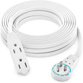 Maximm Cable 35 Ft 360° Rotating Flat Plug Extension Cord, 16/3 AWG Multi 3 Outlet 3-Prong Grounded Wire- White - UL Certified