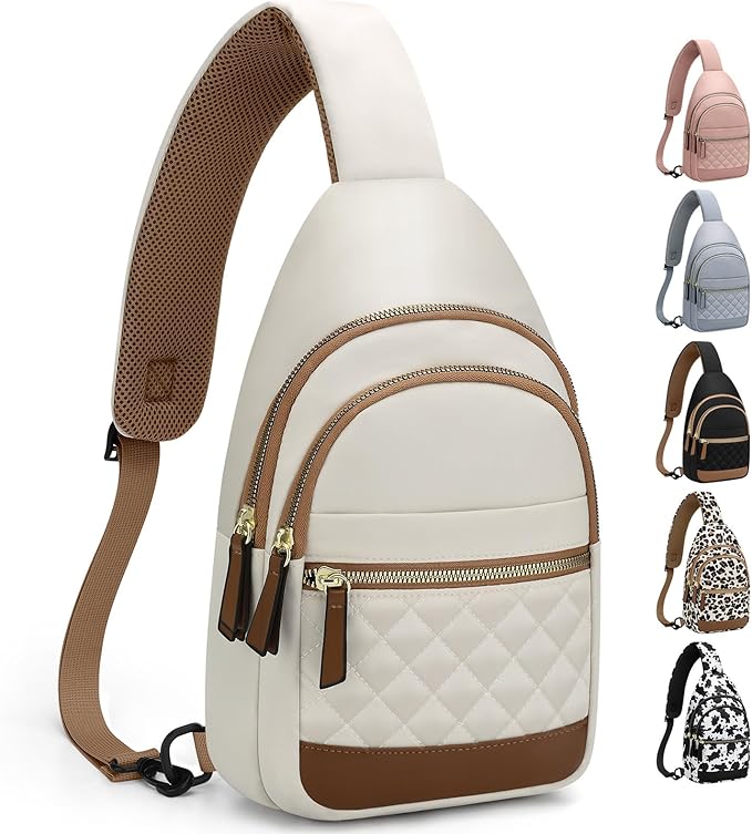 Capolo Sling Bag for Women Men Waterproof Crossbody Bags for Women Trendy Casual Fanny Pack with Convertible Shoulder Strap Chest Bag for Travel Hiking(Beige, Medium)