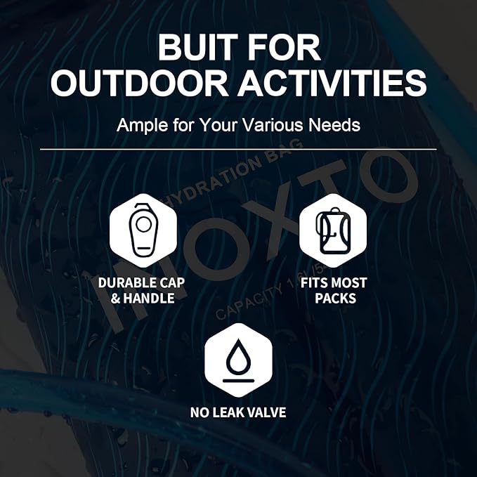 1.5L/2L/3L Hydration Bladder, INOXTO Water Bladder with Water Reservoir Hose Insulator & High Flow Bite Valve for Hiking Backpack, Leak Proof 1.5/2L/3L Water Reservoir for Camping Cycling Running