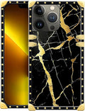 Compatible with iPhone 13 Pro Case, Black Gold Marble Nature Luxury Golden Decoration for Girl Women Soft TPU Shockproof Protective Hard PC Back for iPhone 13 Pro