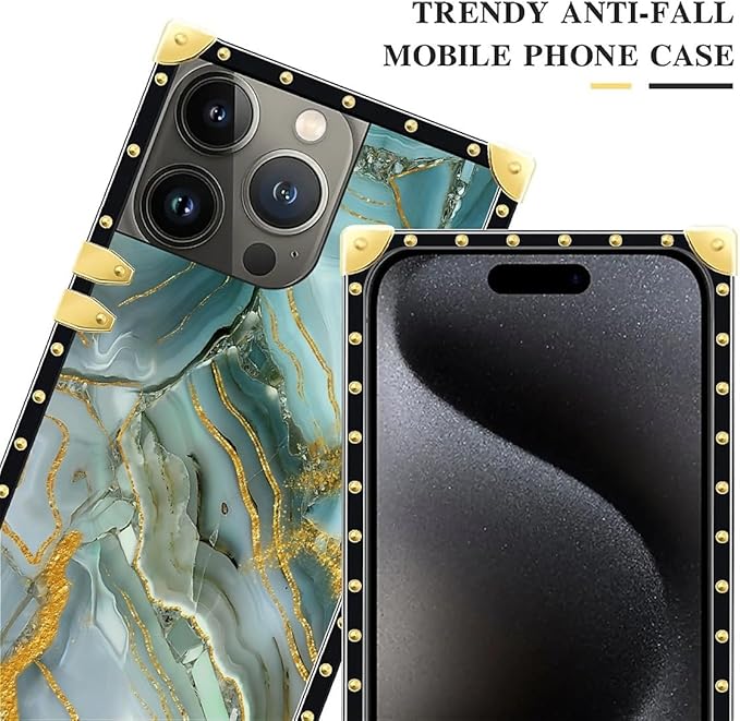 Compatible with iPhone 16 Pro Case, Golden Texture Marble Veining Luxury Golden Decoration for Girl Women Soft TPU Shockproof Protective Hard PC Back for iPhone 16 Pro