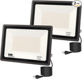 L LOHAS LED 300W Dusk to Dawn Flood Light, IP66 Waterproof Plug in Floodlights Outdoor, IP66 Waterproof 6000K Daylight Work Light, Security Lights for Yard, Garage, UL Listed, 2Pack