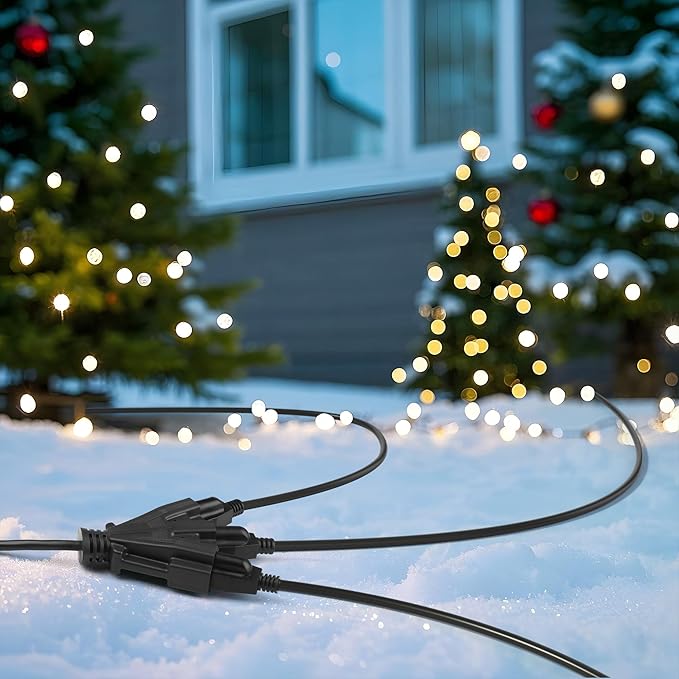 BN-Link's 2 Pack Outdoor Extension Cord Set is Ideal for Holiday Yard Decorations and Garden Equipment. with Three outlets You can Plug in Loads up to a Total of 13amps/1625watts. (Black, 15ft)