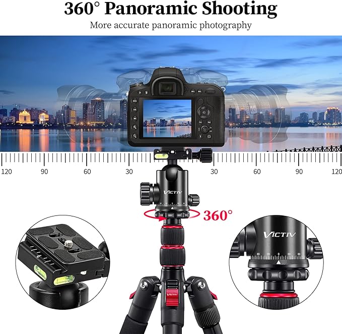 Professional Tripod for Camera, Victiv 81 inch Aluminium Compact Travel Camera Tripod Monopod Heavy Duty with Phone Mount, Compatible with Canon Nikon Sony